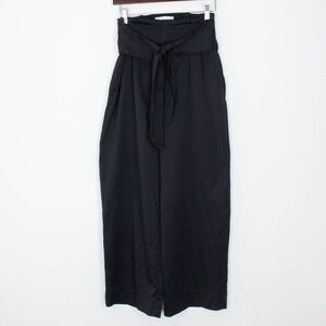 Abercrombie Fitch Womens‎ Cropped Wide Leg Paperbag Waist Tie Satin Pants Size S